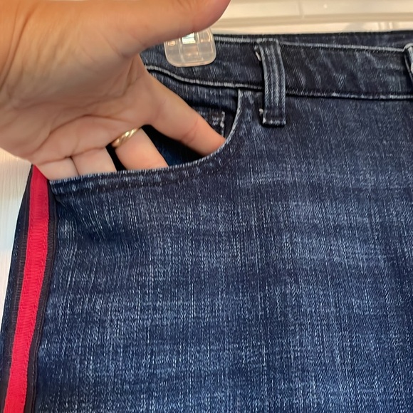 Talbots Flawless Sz 16 high waist modern ankle jeans navy/red vertical stripe - Picture 6 of 11